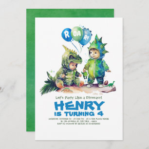 Convite Aniversário do Figurino do Dinossauro para Criança