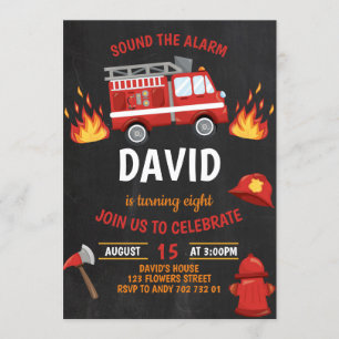 Convite Aniversário do Fireboat Boy Chalkboard