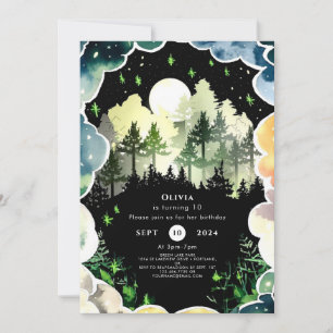 Convite Aniversário do Firefly Forest Woodland