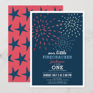 Convite Aniversário do Fireworks em 4 de julho