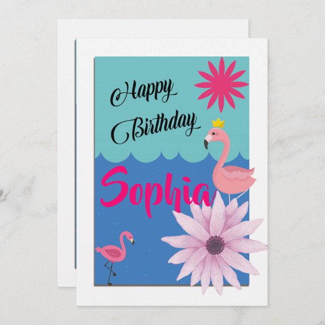 Convite Aniversário do Flamingo (Frente/Verso)