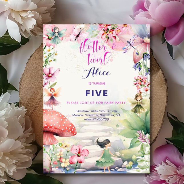 Convite Aniversário do "Flautiter and twirt Fairy Garden W (Criador carregado)