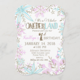 Convite Aniversário do Floco de Neve da Wonderland de inve