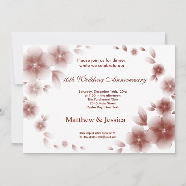 Convite Aniversário do Flor de Cerejeira Vermelho Indiano (Frente)