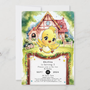 Convite Aniversário do frango pastel infantil