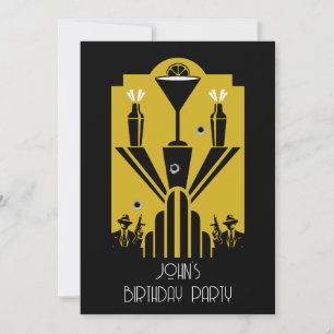 Convite Aniversário do Gangster de Arte Deco dos Vinte Ano