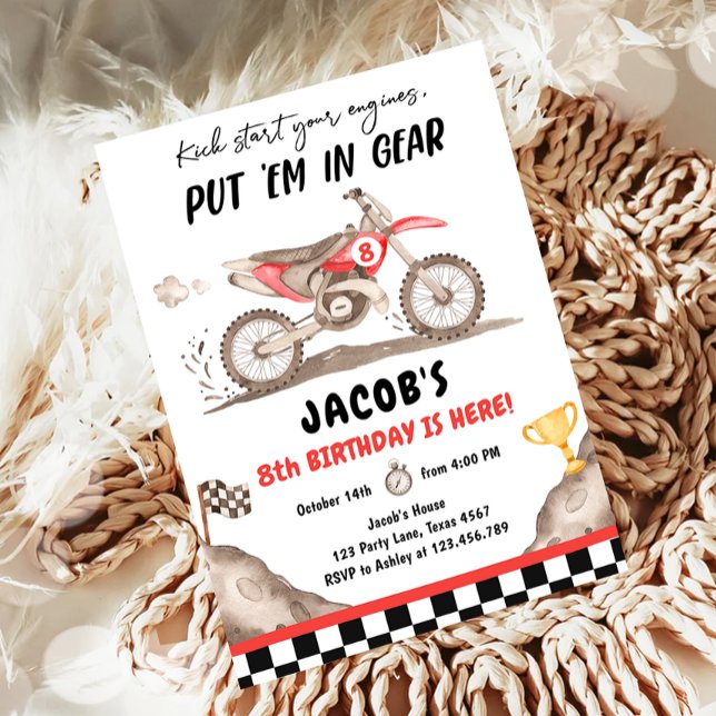 Convite Aniversário do Garoto de bicicleta de motocross (Criador carregado)