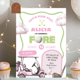 Convite Aniversário do Garoto de Golfe Rosa Fore