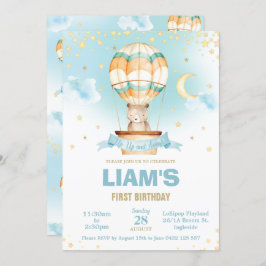 Convite Aniversário do Garoto do Urso Branca de Ar Quente