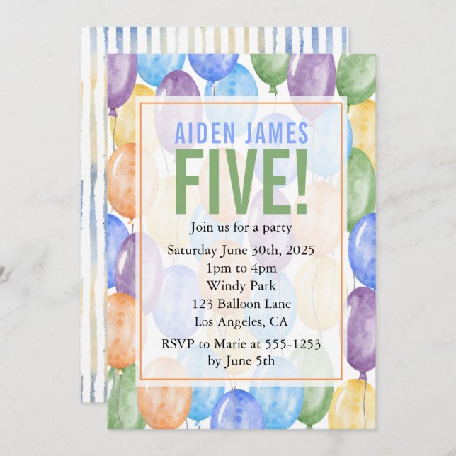 Convite Aniversário do Garoto dos Balões de Água (Frente/Verso)