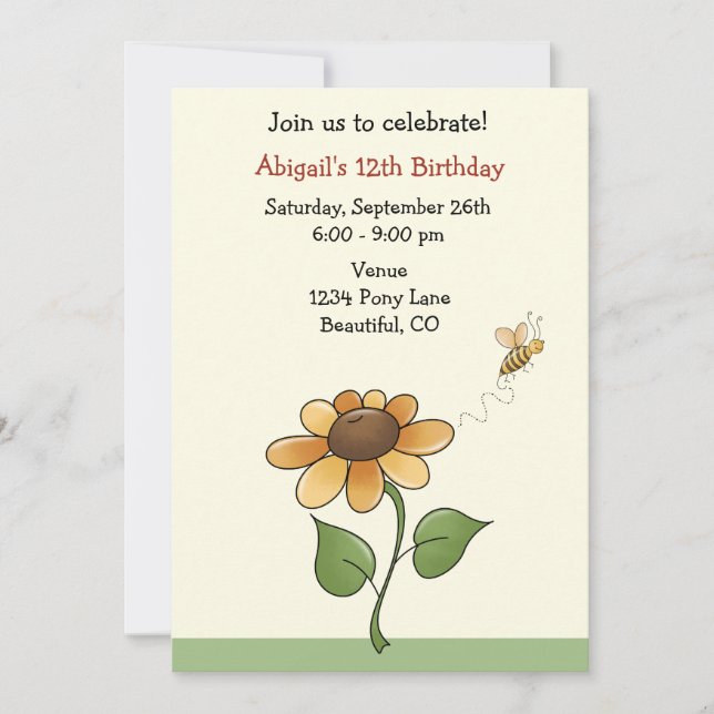 Convite Aniversário do Girassol (Frente)
