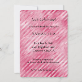 Convite Aniversário do Glam Stripes Rosa