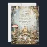 Convite Aniversário do Gnome Kid da Floresta Encantada<br><div class="desc">Um convite de aniversário de uma menina ou festa de aniversário de garotinha,  magia encantada,  com um encantamento florestal na floresta com gnomo mágico,  flores,  cogumelos e árvores. Disponível no impressão,  como um download digital para enviar em seu telefone ou em ambos.</div>