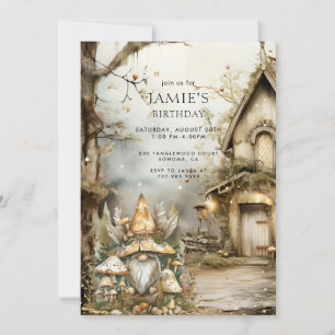 Convite Aniversário do Gnome Kid da Floresta Encantada