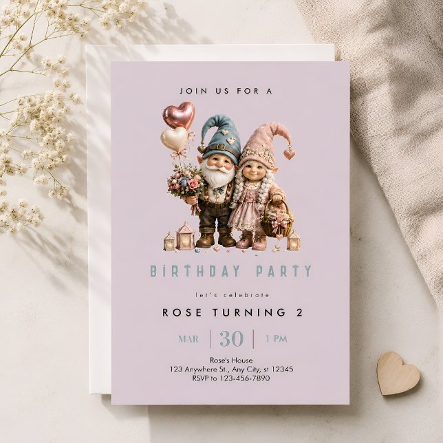 Convite Aniversário do Gnomo Rosa Caprichoso (Criador carregado)