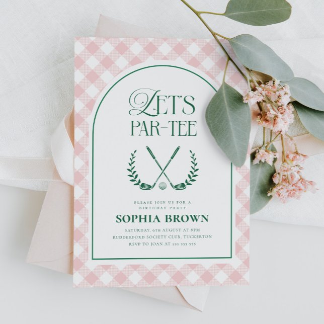 Convite Aniversário do Golfe Moderno Par-Tee de vamos (Criador carregado)