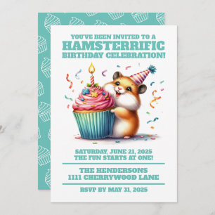 Convite Aniversário do Hamster de Elevação do Cupcake Hams
