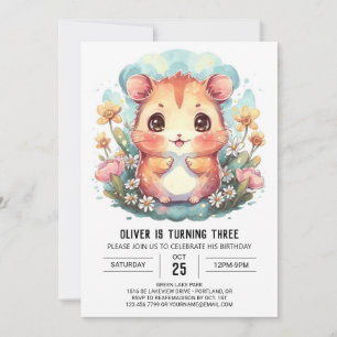 Convite Aniversário do Hamster de Pastel Personalizado