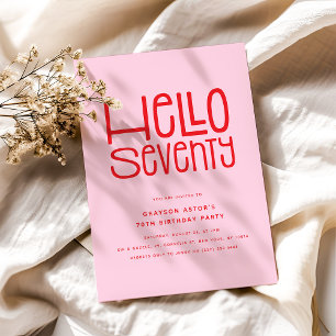 Convite Aniversário do HELLO SEVENTY Moderno 70