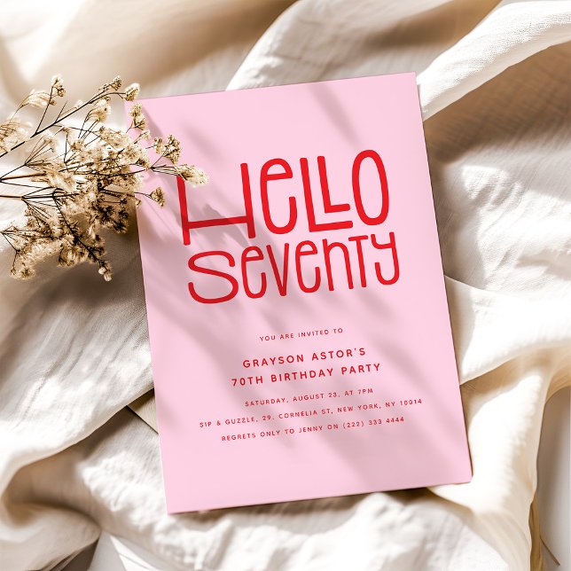 Convite Aniversário do HELLO SEVENTY Moderno 70 (Criador carregado)