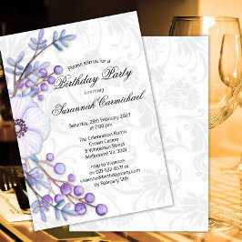 Convite Aniversário do Herdeiro Floral Roxo-Elegante