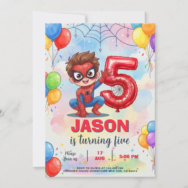 Convite Aniversário do Homem-Aranha (Frente)