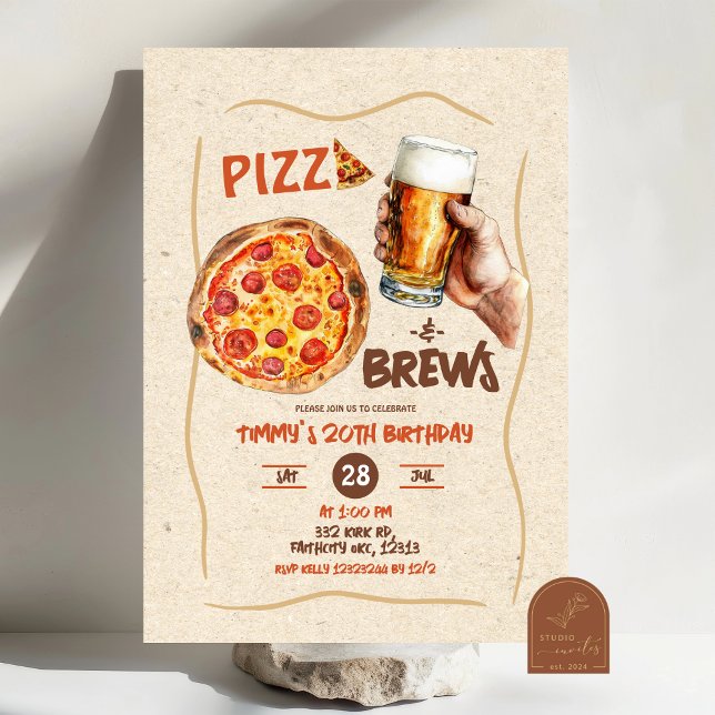 Convite Aniversário do Homem Pizza e Cervejas (Criador carregado)