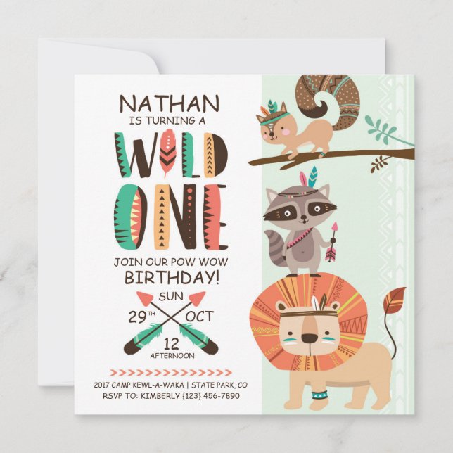 Convite Aniversário do índio Native American Pow Wow (Frente)