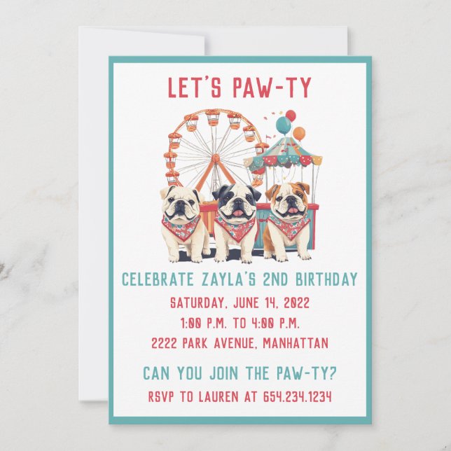 Convite Aniversário Do Inglês Bulls Num Carnaval (Frente)