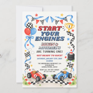 Convite Aniversário do Início dos Motores do Carro de Corr