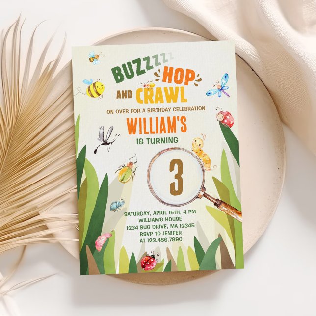 Convite Aniversário do Inseto Inseto de Aquarela (Criador carregado)