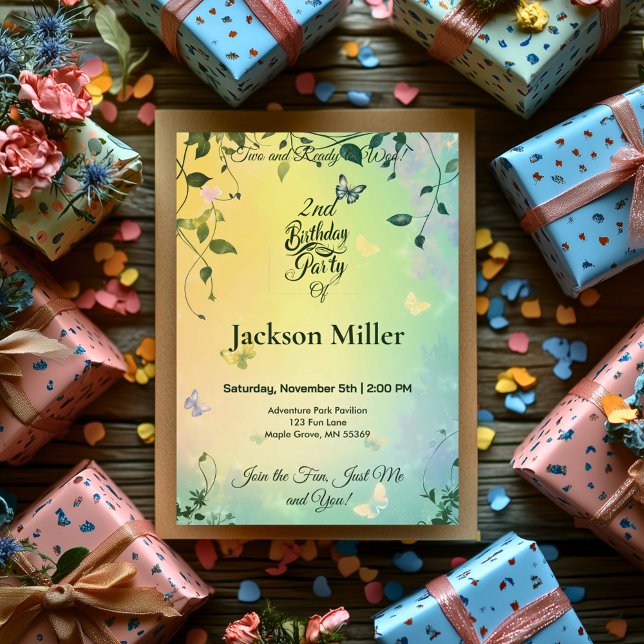 Convite Aniversário do Jardim da Borboleta - Gato e Balão  (Criador carregado)