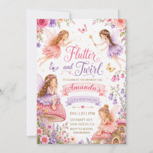 Convite Aniversário do Jardim das Fadas Flutter e Twirl
