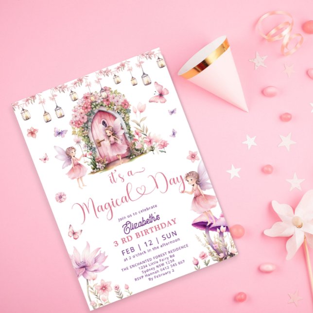 Convite Aniversário do Jardim Floral de Fada Mágica Encant (Criador carregado)