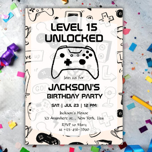 Convite Aniversário do Jogador de Video Game Adolescente
