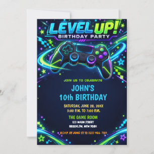 Convite Aniversário do jogador de videogame adolescente ma