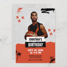 Convite Aniversário do jogador esportivo Orange Grunge