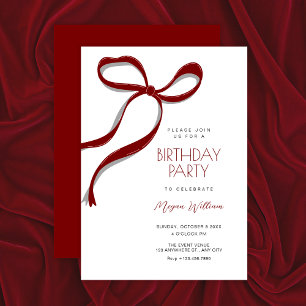 Convite Aniversário do laço vermelho