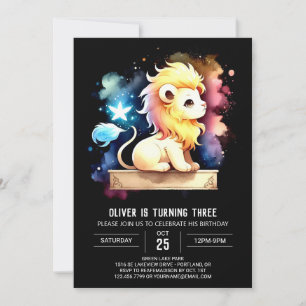 Convite Aniversário do Leão Encantado e Bonito