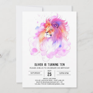 Convite Aniversário do Leão Online da Aquarela