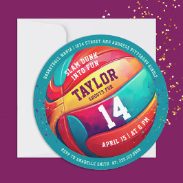 Convite Aniversário do legal Esporte Colorido de Slam Dunk