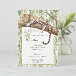 Convite Aniversário do Leopardo da Marinha Verde Selvagem