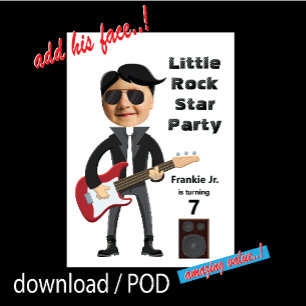 Convite Aniversário do Little Rock Star Guitar