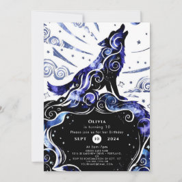 Convite Aniversário do Lobo de Aquarela Personalizada