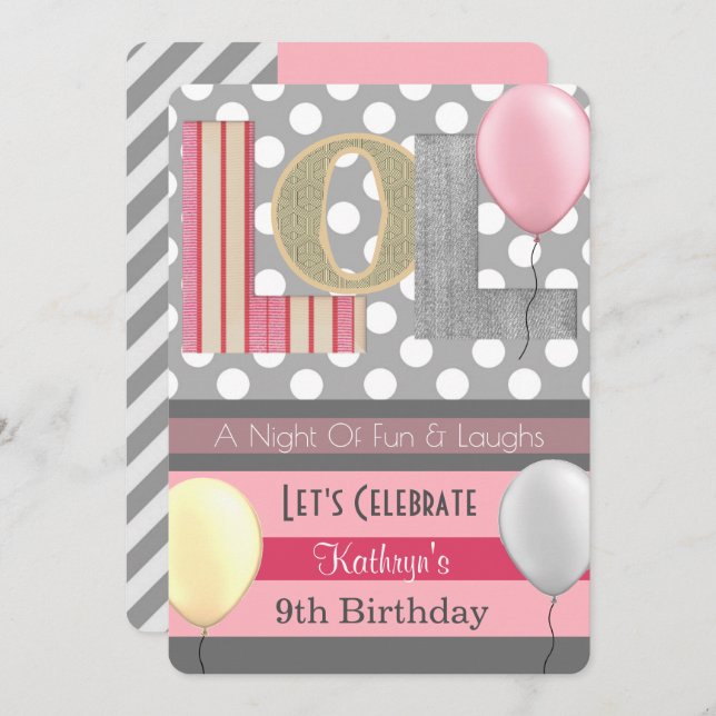 Convite Aniversário do "LOL" (Frente/Verso)