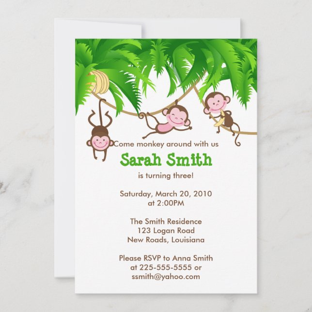 Convite Aniversário do Macaco (Frente)
