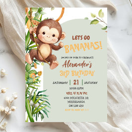 Convite Aniversário do Macaco da Savana Verde Vamos Começa