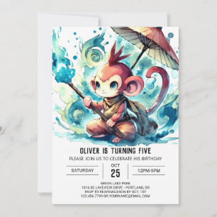 Convite Aniversário do Macaco Editável Chic