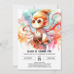 Convite Aniversário do Macaco Personalizado Whimsic