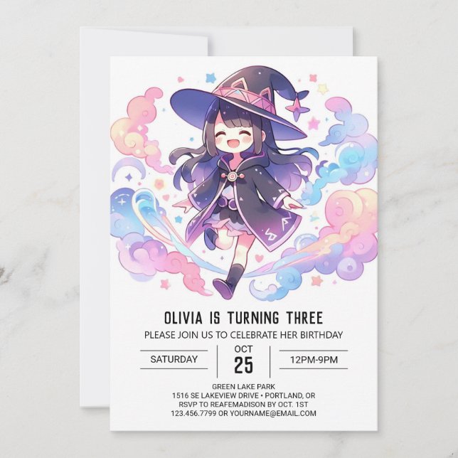 Convite Aniversário do Magic Enchantress Wizard (Frente)